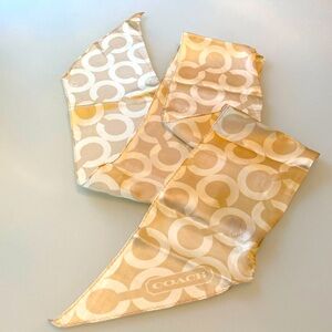 Coach Beige oblong, silk scarf